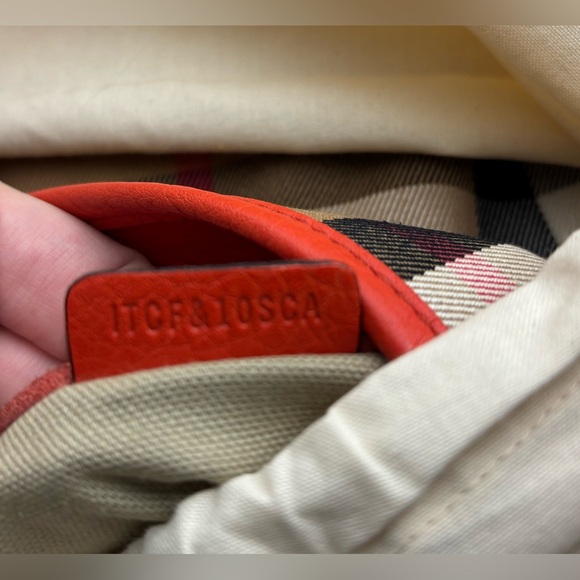 Auth Burberry House Check Canterbury canvas leather orange bag tote purse - Picture 16 of 16